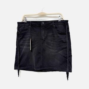 NWT Idyllwind Miranda Lambert Black Denim Fringe Mini Skirt Western Rodeo SZ XL